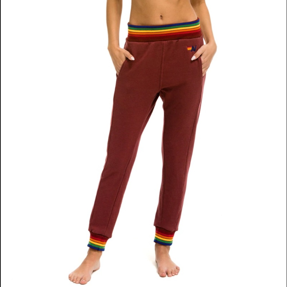 Aviator Nation WOMENS RAINBOW RIB POCKET SWEATPANTS